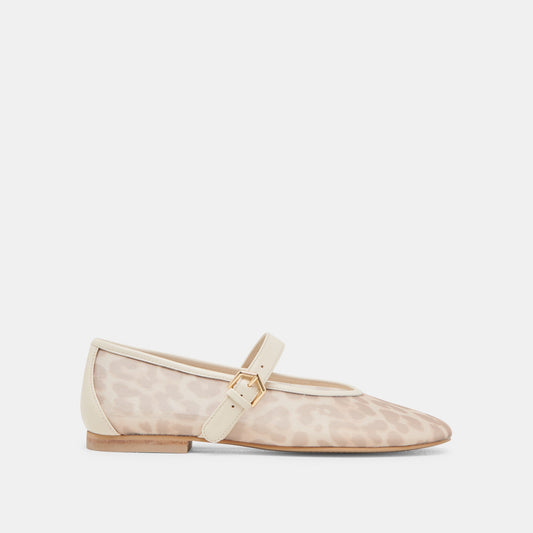 ROSLYN BALLET FLATS WHITE LEOPARD MESH - WHITE LEOPARD MESH