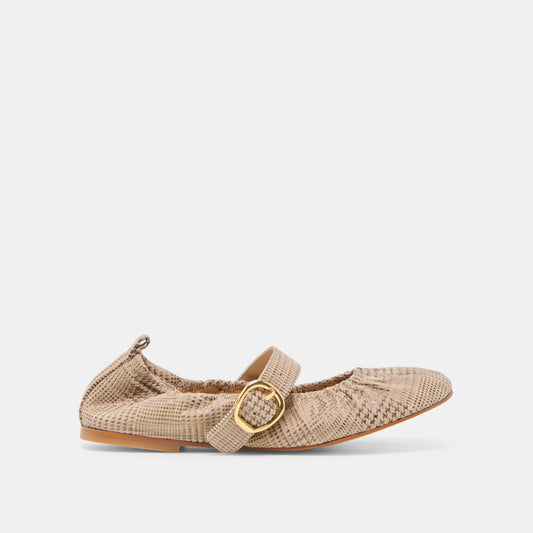 Caely Herringbone Printed Suede Ballet Flats - HERRINGBONE PRINTED SUEDE