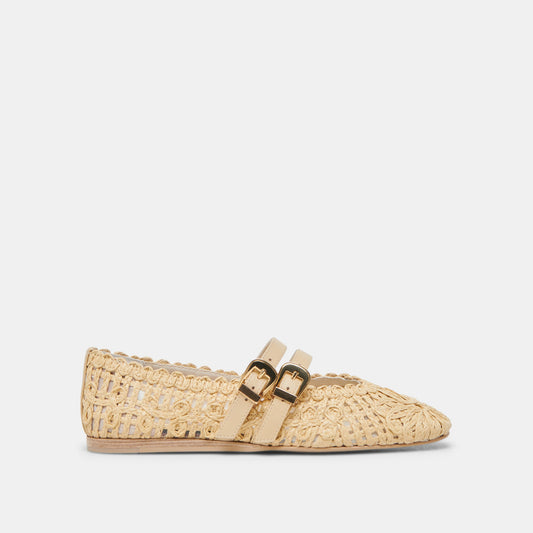 BAYLEE SUNFLOWER WIDE BALLET FLATS LT NATURAL MACRAME - LT NATURAL MACRAME