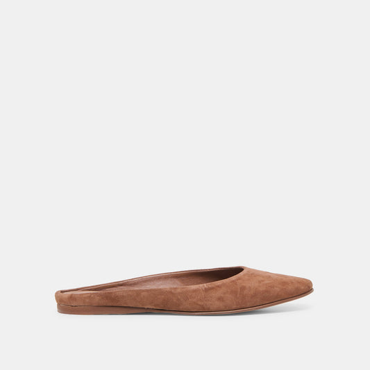 Eila Dk Brown Suede Flats - DK BROWN SUEDE