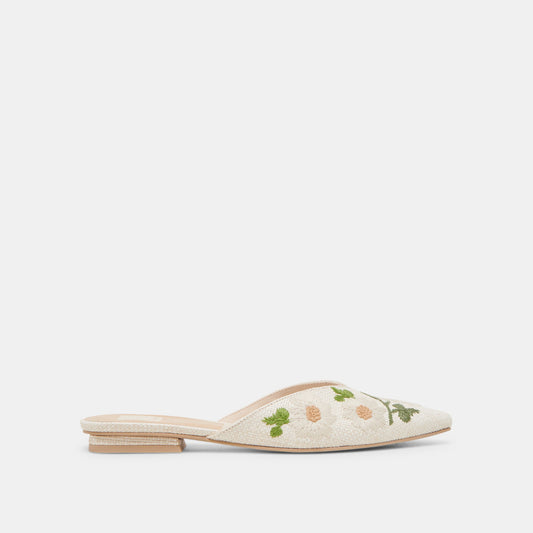 ELM FLATS WHITE FLORAL RAFFIA - WHITE FLORAL RAFFIA
