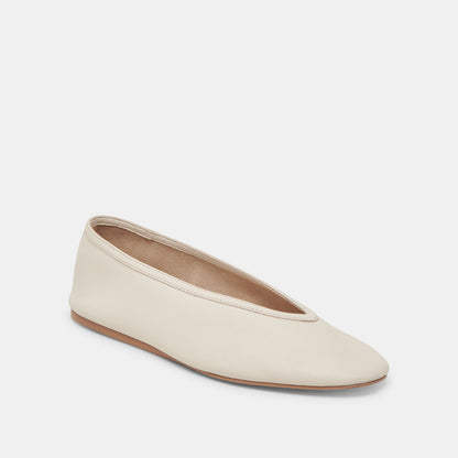 Braidy Ivory Leather Ballet Flats - IVORY LEATHER