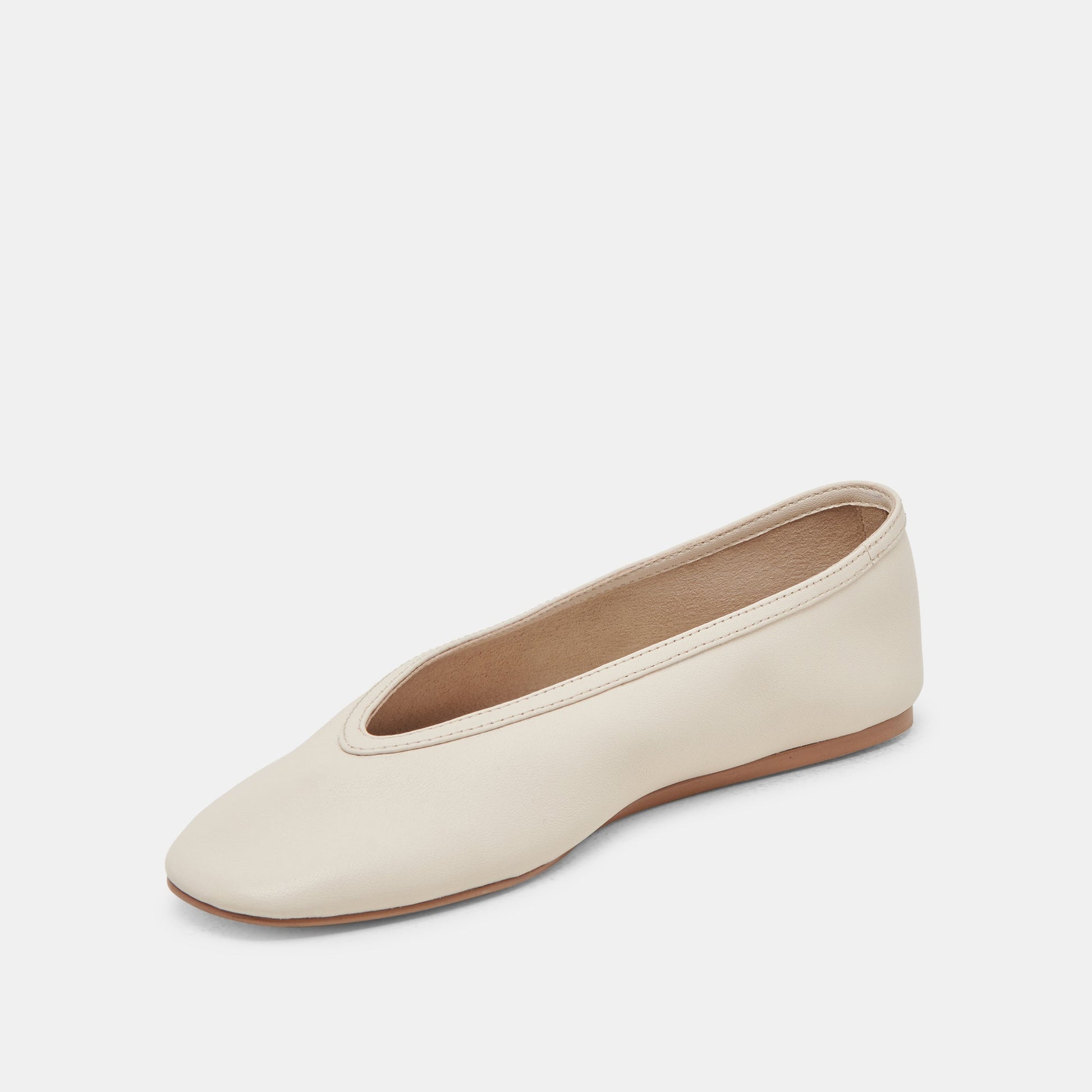 Braidy Ivory Leather Ballet Flats - IVORY LEATHER
