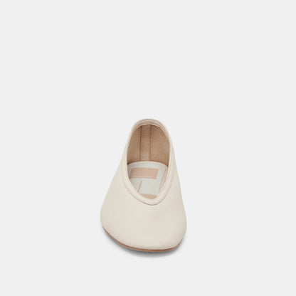 Braidy Ivory Leather Ballet Flats - IVORY LEATHER