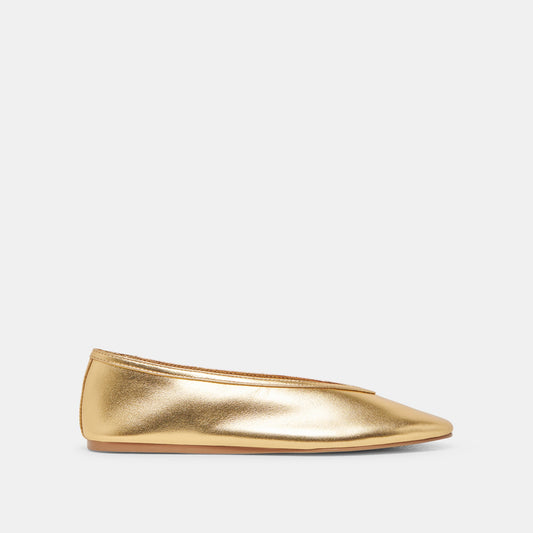 Braidy Gold Metallic Leather Ballet Flats - GOLD METALLIC LEATHER
