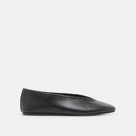 Braidy Black Leather Ballet Flats - BLACK LEATHER