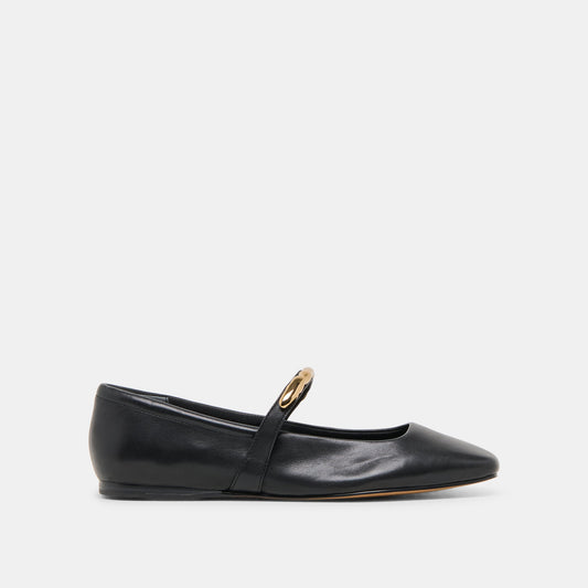 RADYA BALLET FLATS BLACK LEATHER - BLACK LEATHER