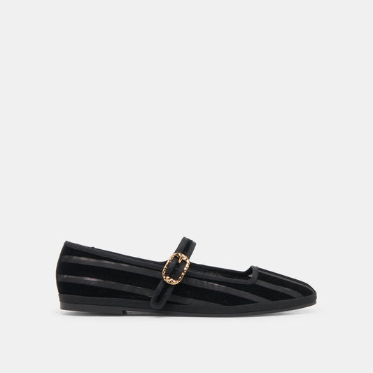 TAMEKA BALLET FLATS BLACK STRIPE MESH - BLACK STRIPE MESH
