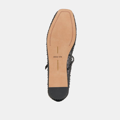 REYES CRYSTAL BALLET FLATS BLACK MESH - BLACK MESH