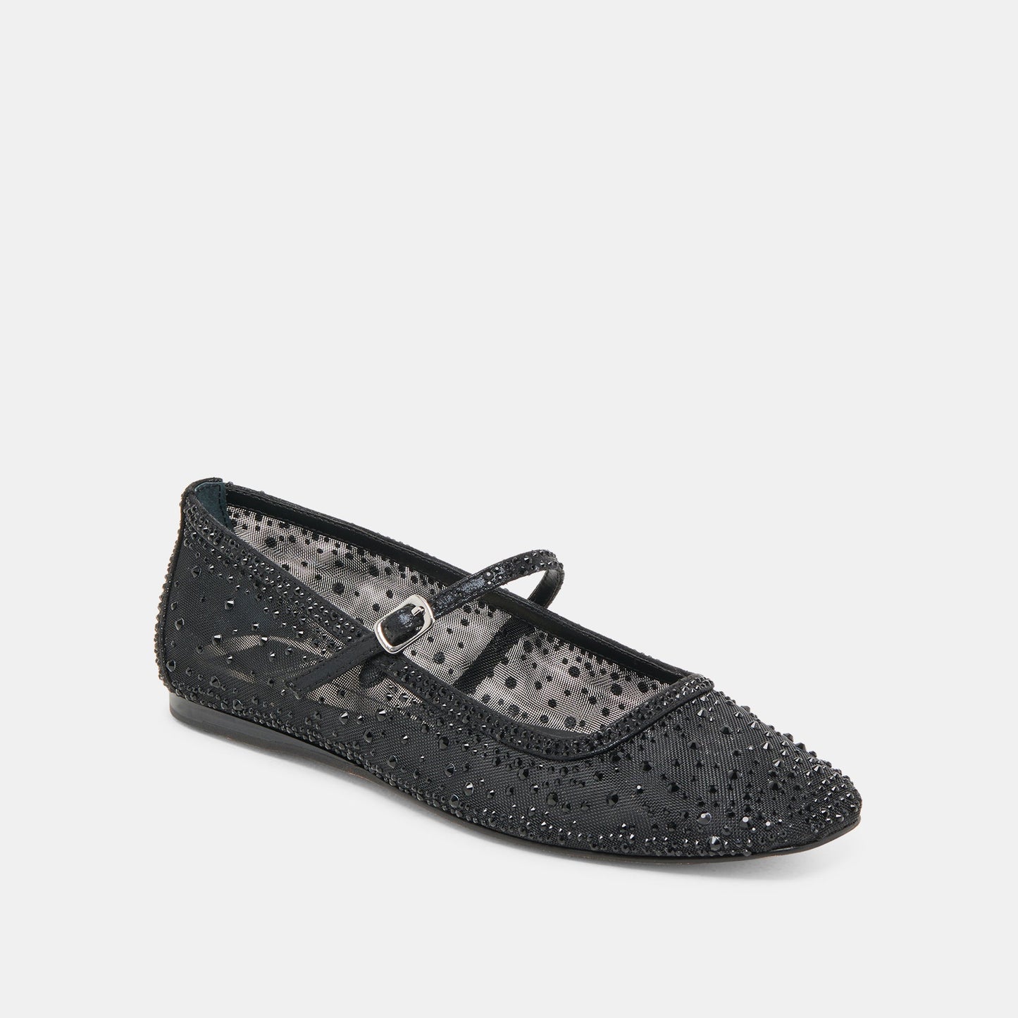 REYES CRYSTAL BALLET FLATS BLACK MESH - BLACK MESH