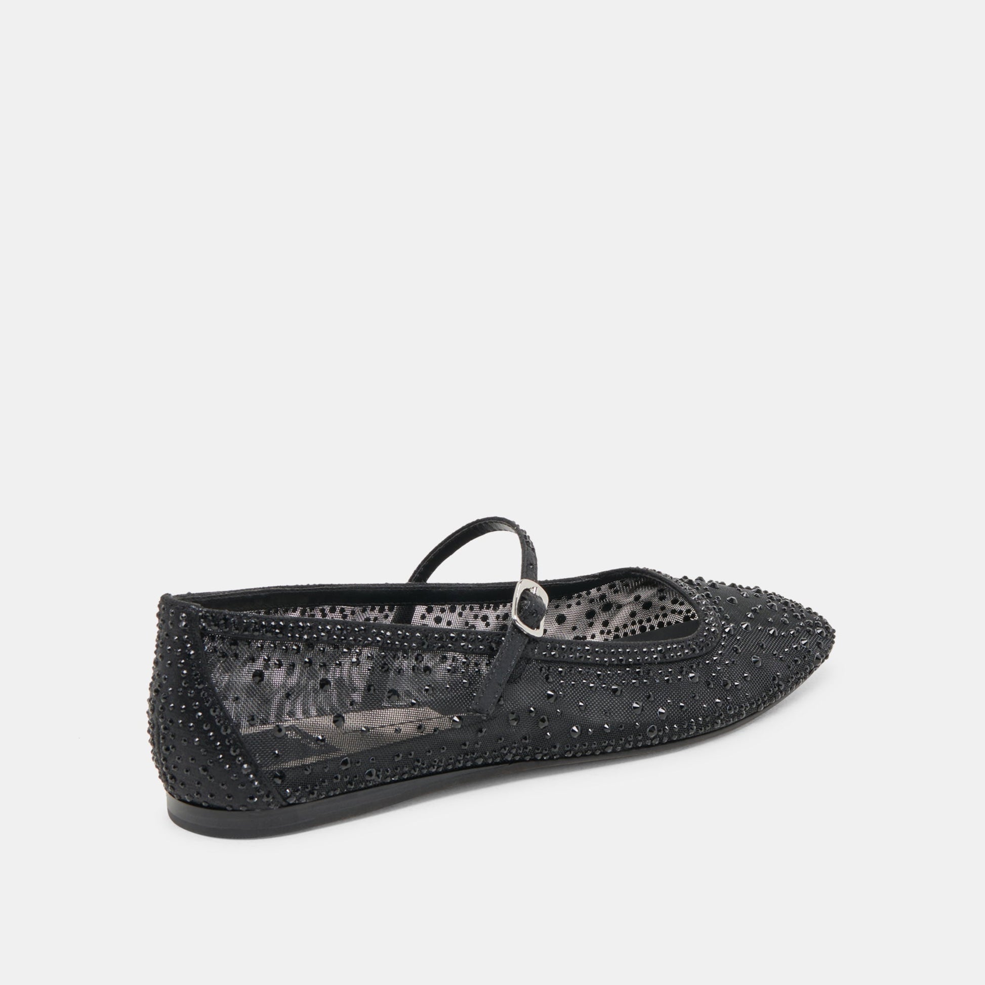 REYES CRYSTAL BALLET FLATS BLACK MESH - BLACK MESH