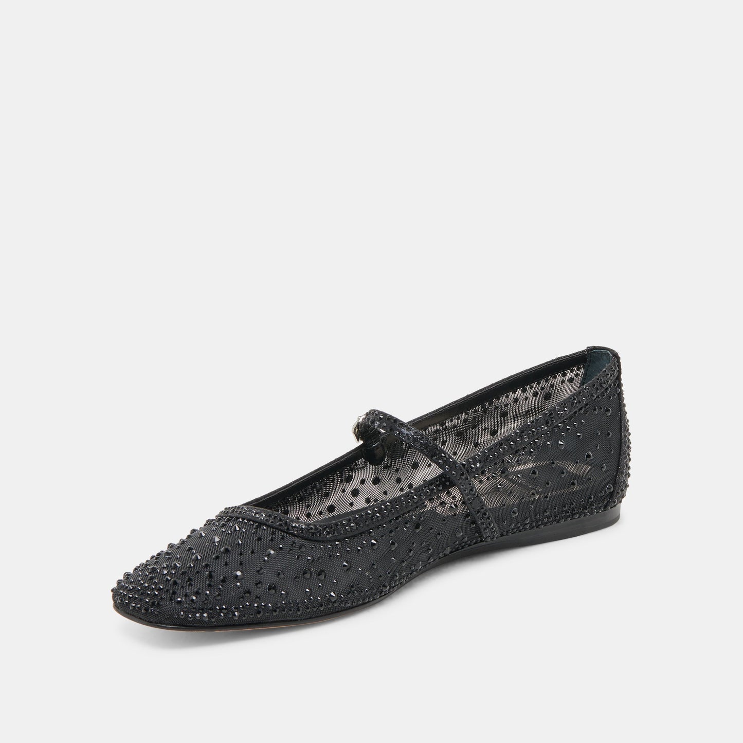 REYES CRYSTAL BALLET FLATS BLACK MESH - BLACK MESH