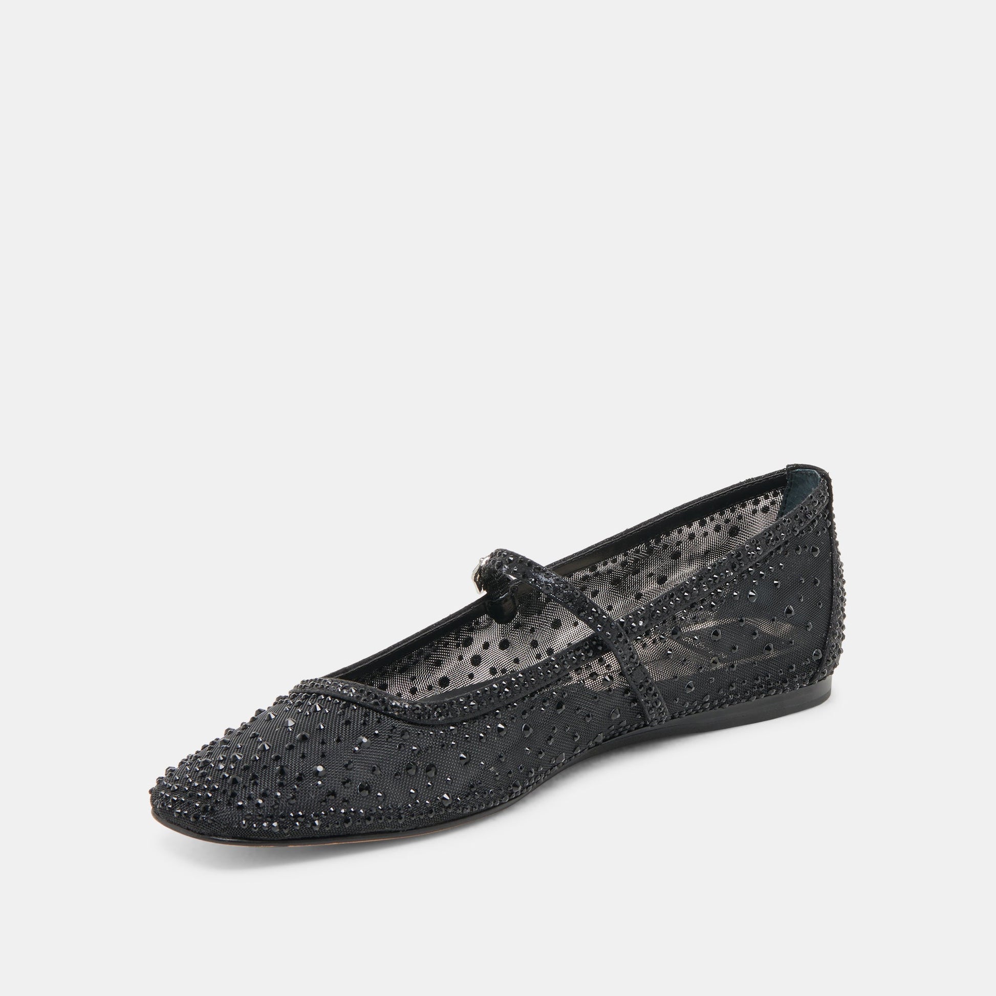 REYES CRYSTAL BALLET FLATS BLACK MESH - BLACK MESH