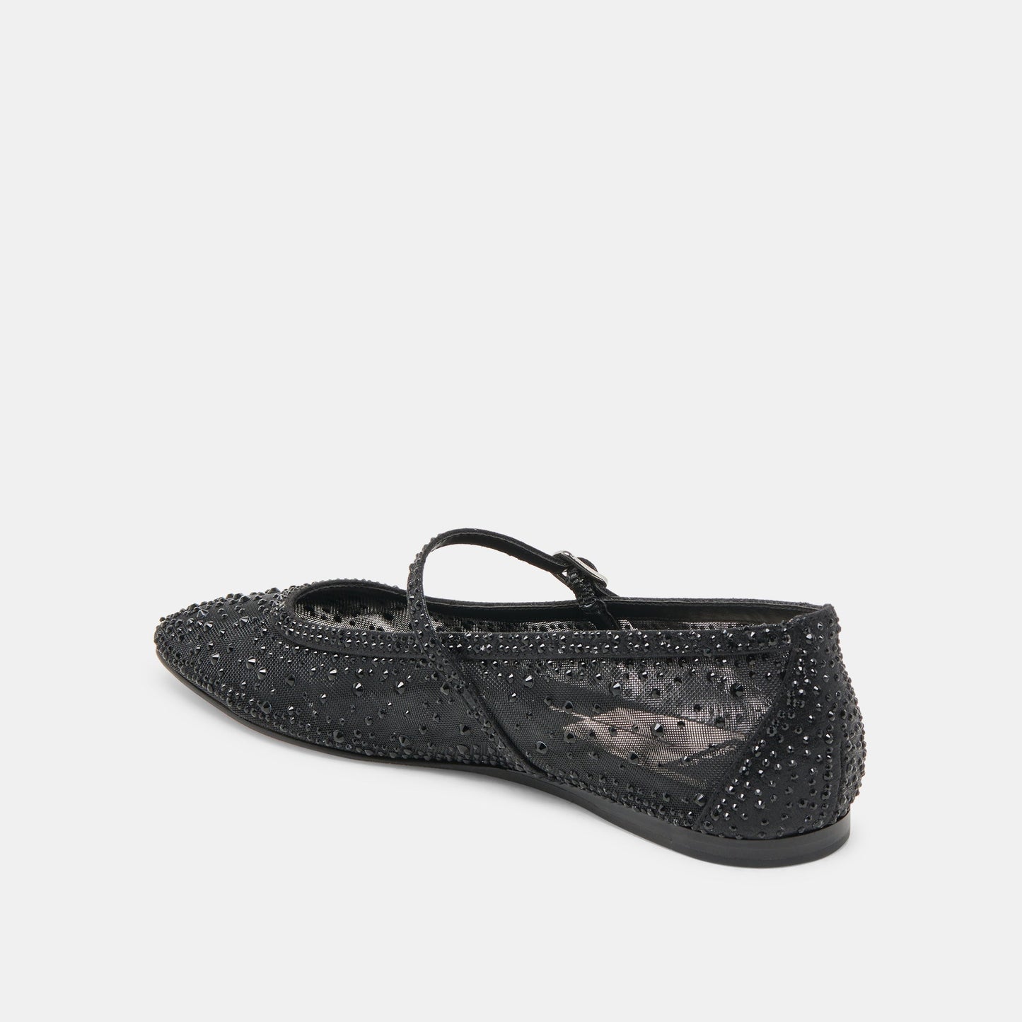 REYES CRYSTAL BALLET FLATS BLACK MESH - BLACK MESH