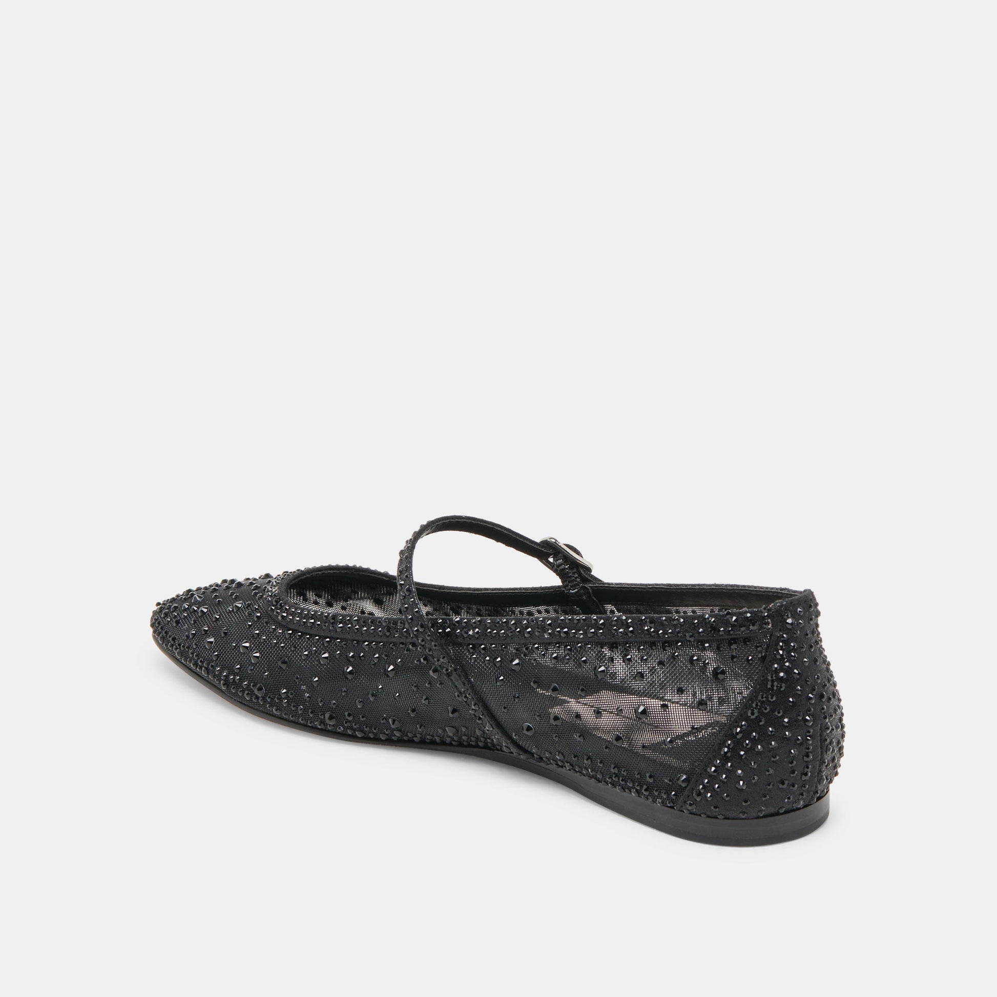REYES CRYSTAL BALLET FLATS BLACK MESH - BLACK MESH