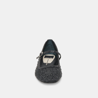 REYES CRYSTAL BALLET FLATS BLACK MESH - BLACK MESH