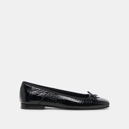 Anisa Ballet Flats NOIR EMBOSSED LEATHER - NOIR EMBOSSED LEATHER