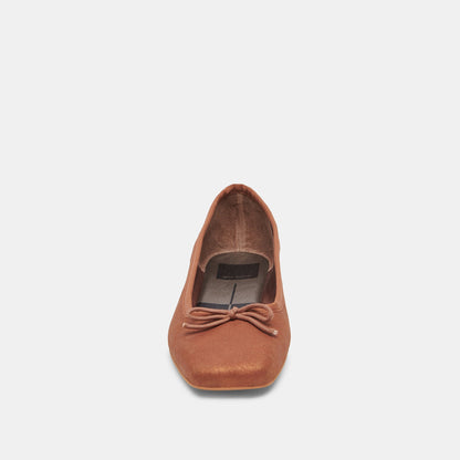 Anisa Wide Ballet Flats Copper Metallic Suede - COPPER METALLIC SUEDE