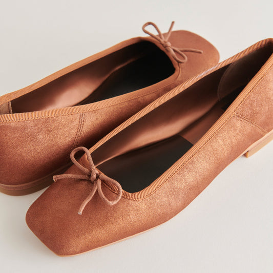 ANISA Ballet Flats Copper Metallic Suede - COPPER METALLIC SUEDE
