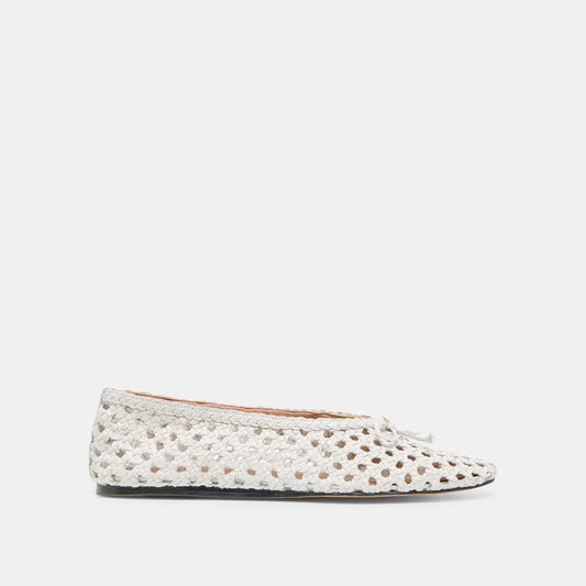 Edda Bone Woven Leather Ballet Flats - BONE WOVEN LEATHER
