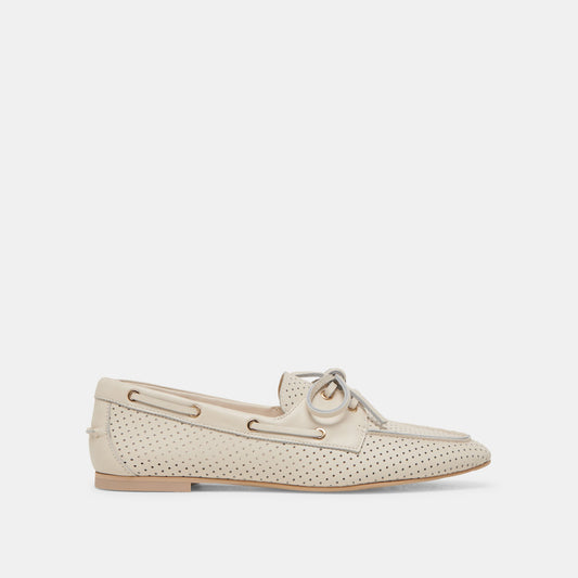 LAKIN LOAFERS IVORY PERFORATED LEATHER - IVORY PERFORATED LEATHER
