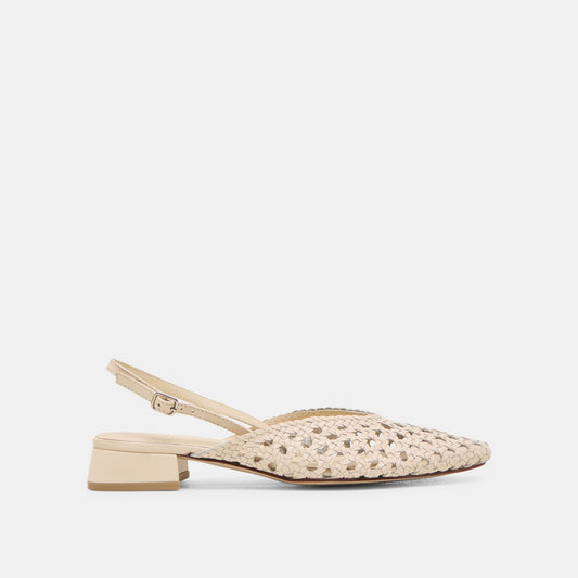 Birdie Off White Woven Leather Flats - OFF WHITE WOVEN LEATHER