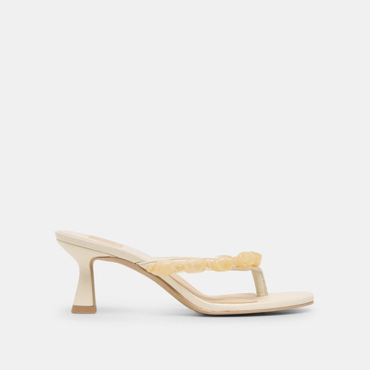 Daksie Off White Leather Heels - OFF WHITE LEATHER