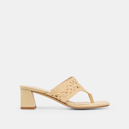 Barlo Lt Natural Woven Raffia Heels - LT NATURAL WOVEN RAFFIA