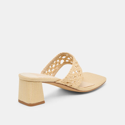 Barlo Lt Natural Woven Raffia Heels - LT NATURAL WOVEN RAFFIA