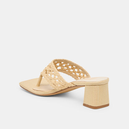 Barlo Lt Natural Woven Raffia Heels - LT NATURAL WOVEN RAFFIA