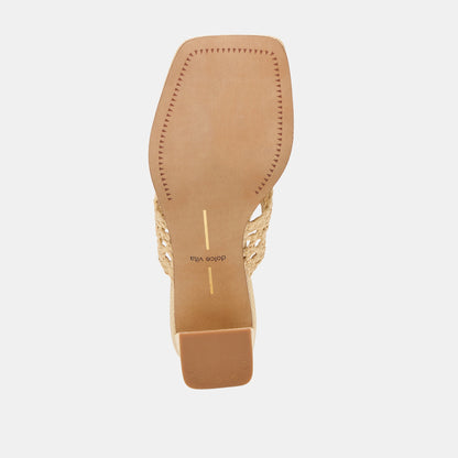 Barlo Lt Natural Woven Raffia Heels - LT NATURAL WOVEN RAFFIA