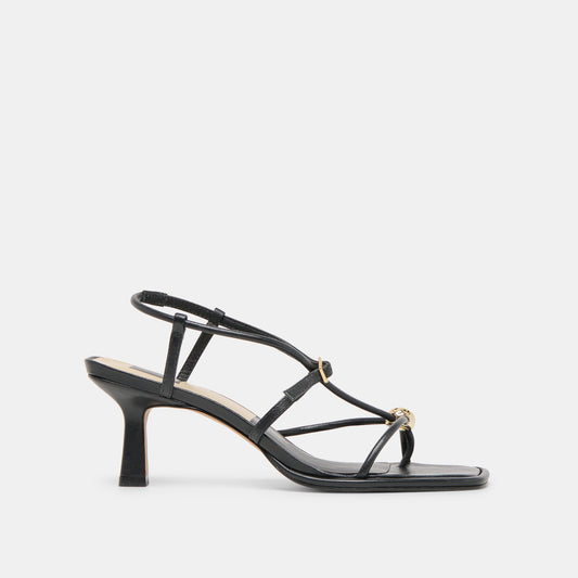 Mylee Black Leather Heels - BLACK LEATHER