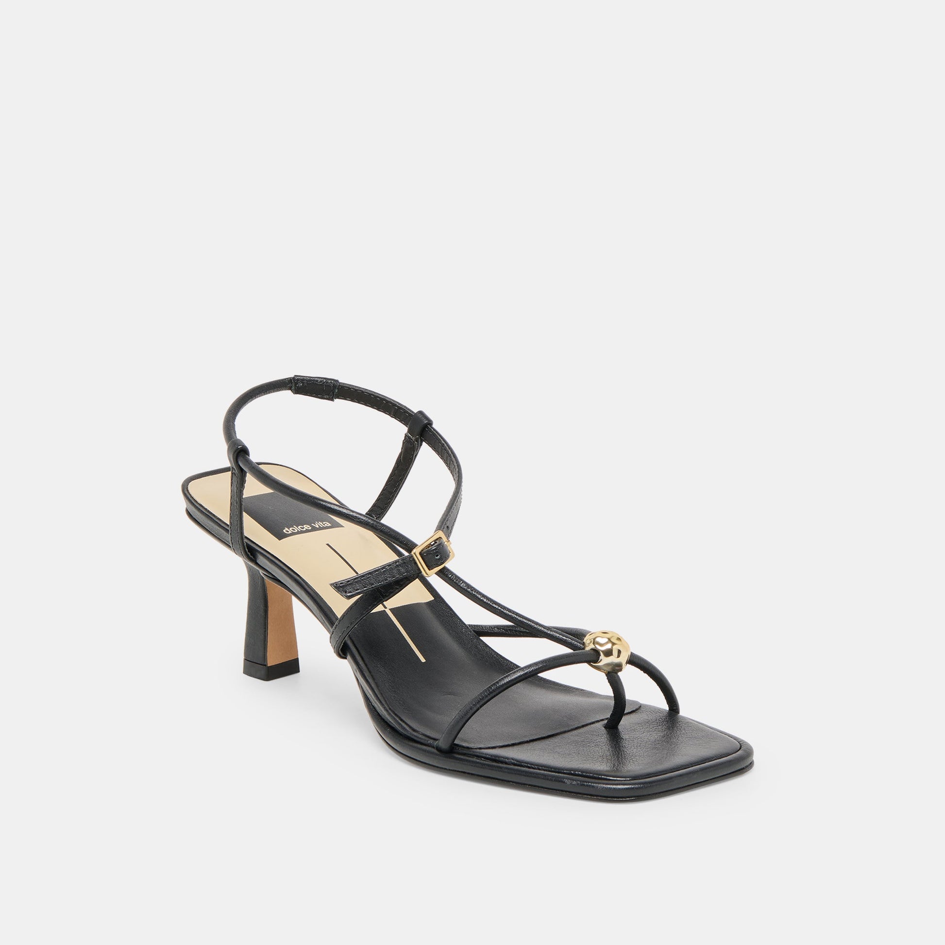 Mylee Black Leather Heels - BLACK LEATHER