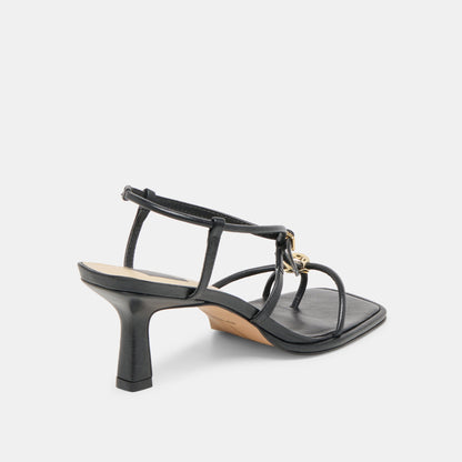 Mylee Black Leather Heels - BLACK LEATHER