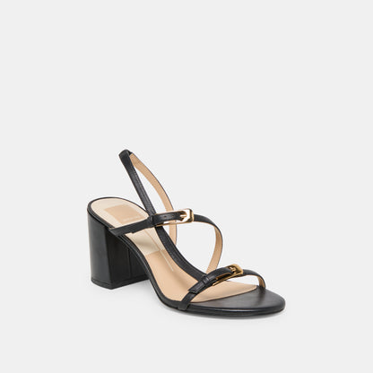 Faye Black Leather Heels - BLACK LEATHER