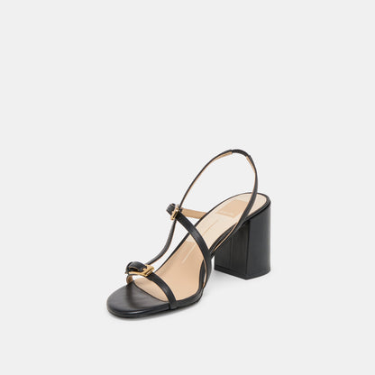 Faye Black Leather Heels - BLACK LEATHER