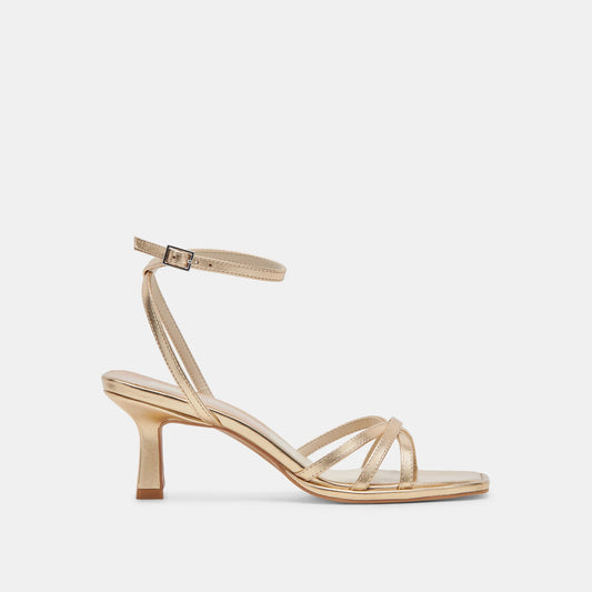 MANJI HEELS LIGHT GOLD METALLIC LEATHER - LIGHT GOLD METALLIC LEATHER