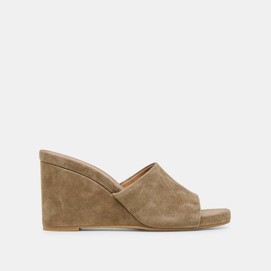 Holta Olive Suede Wedges - OLIVE SUEDE