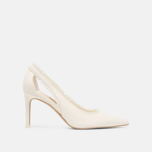 Kelson Pearl True White Leather Heels - TRUE WHITE LEATHER