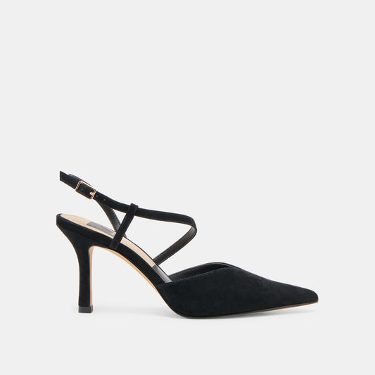 Kamra Onyx Suede Heels - ONYX SUEDE
