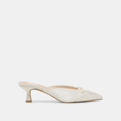 Cleo Off White Satin Heels - OFF WHITE SATIN
