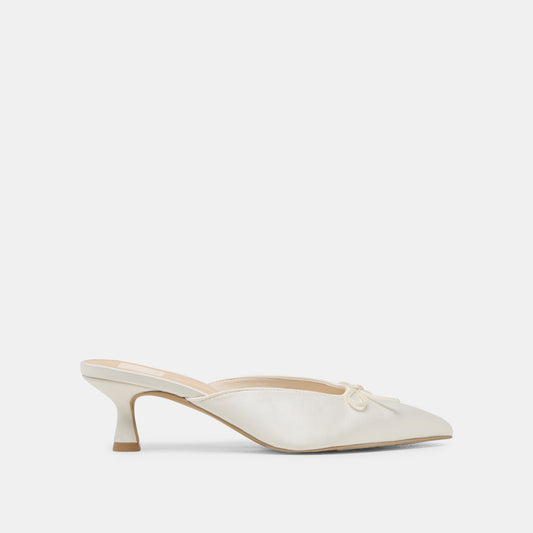 Cleo Off White Satin Heels - OFF WHITE SATIN