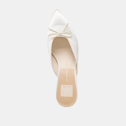 Cleo Off White Satin Heels - OFF WHITE SATIN