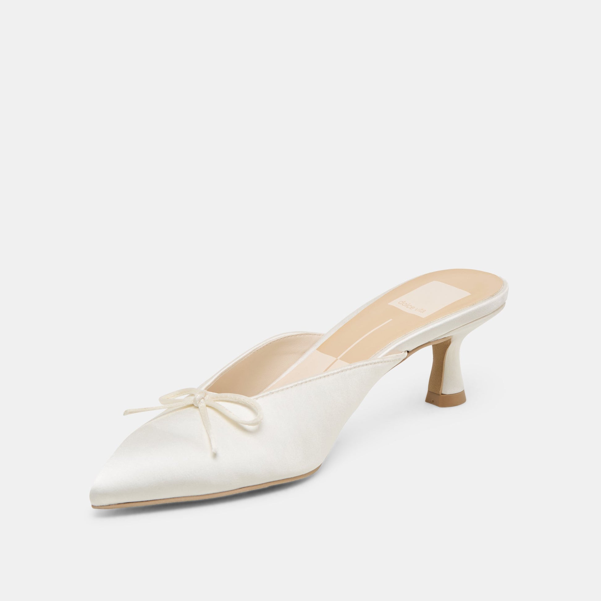 Cleo Off White Satin Heels - OFF WHITE SATIN