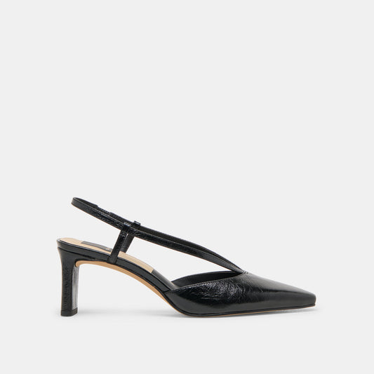 Ginay Black Leather Heels - BLACK LEATHER
