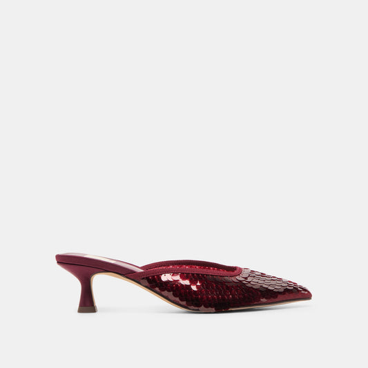Cleo Cranberry Sequin Heels - CRANBERRY SEQUIN