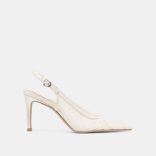 Yami True White Lace Heels - TRUE WHITE LACE