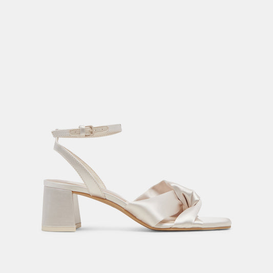 Brenna Ivory Satin Heels - IVORY SATIN