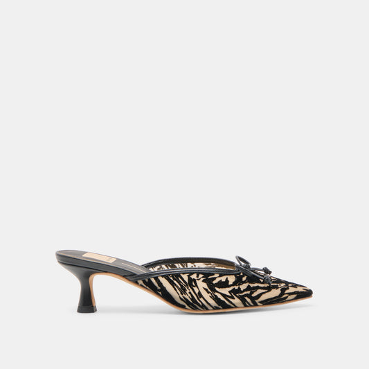 Cleo Zebra Velvet Mesh Heels - ZEBRA VELVET MESH