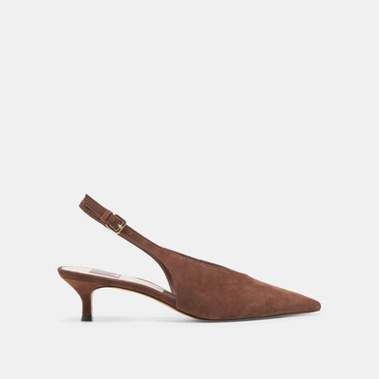 Alenna Dk Brown Suede Heels - DK BROWN SUEDE